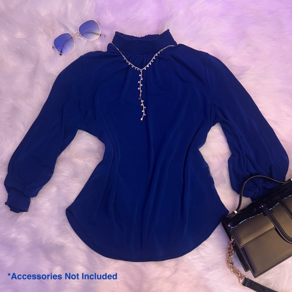 (New York & Company) Royal Blue Long Sleeve Blouse
